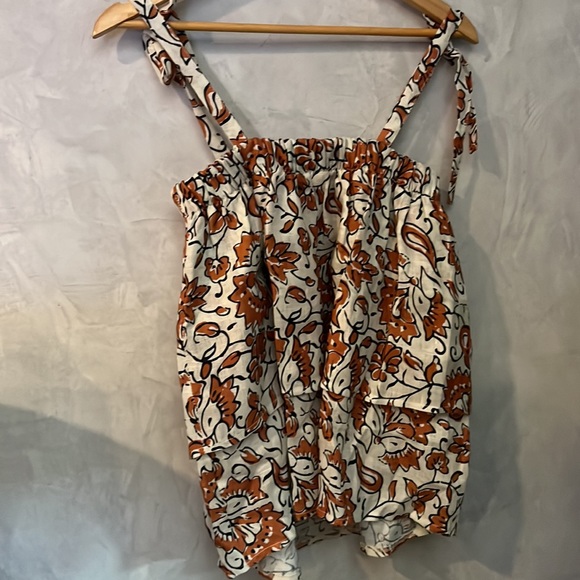 NWT Le Ragazze made in Italy 100% linen top, Tiered Floral Print Cottagecore - Picture 5 of 6